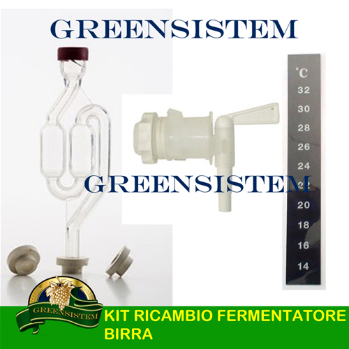 Greensistem: KIT RICAMBIO FERMENTATORE BIRRA: RUBINETTO, GORGOGLIATORE, OR,  TERMOMETRO 
